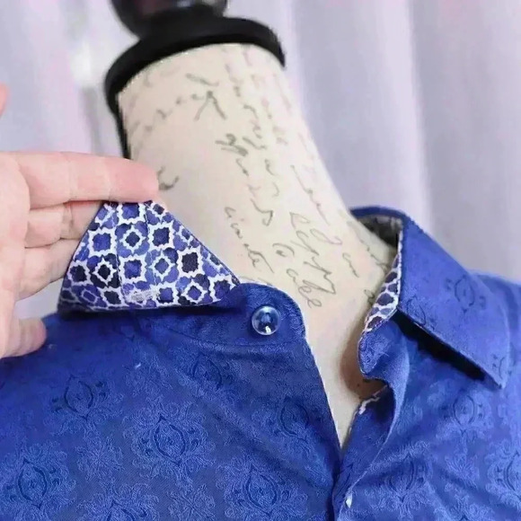 Robert Graham Button-Down Shirt Mens XL Abstract Geometric Pattern Flip Cuffs - Picture 5 of 16